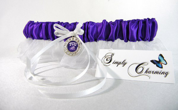 Texas Christian University Inspired Garter with Licensed Collegiate Charm